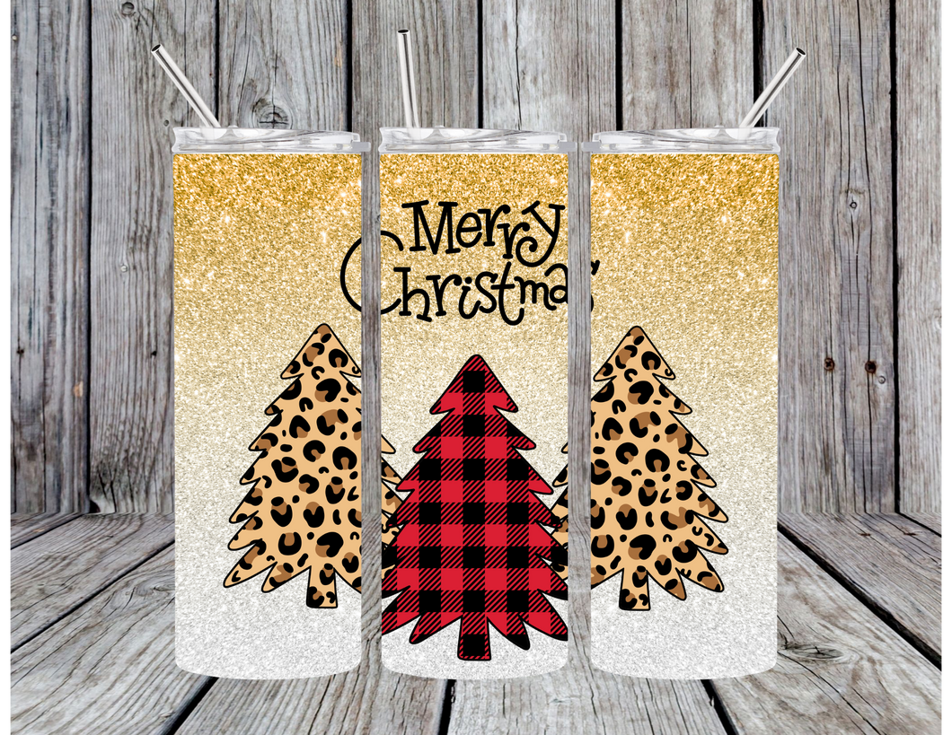 Leopard/plaid Christmas Tumbler